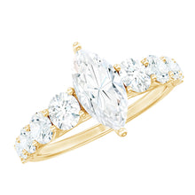 Load image into Gallery viewer, Marquise Cut Moissanite Engagement Ring with Side Stones