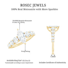 Load image into Gallery viewer, Marquise Cut Moissanite Engagement Ring with Side Stones
