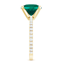 Load image into Gallery viewer, Certified 10 mm Solitaire Lab Grown Emerald Engagement Ring with Diamond