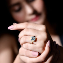 Load image into Gallery viewer, 2 Carat Cushion Cut Sky Blue Topaz and Diamond Engagement Ring