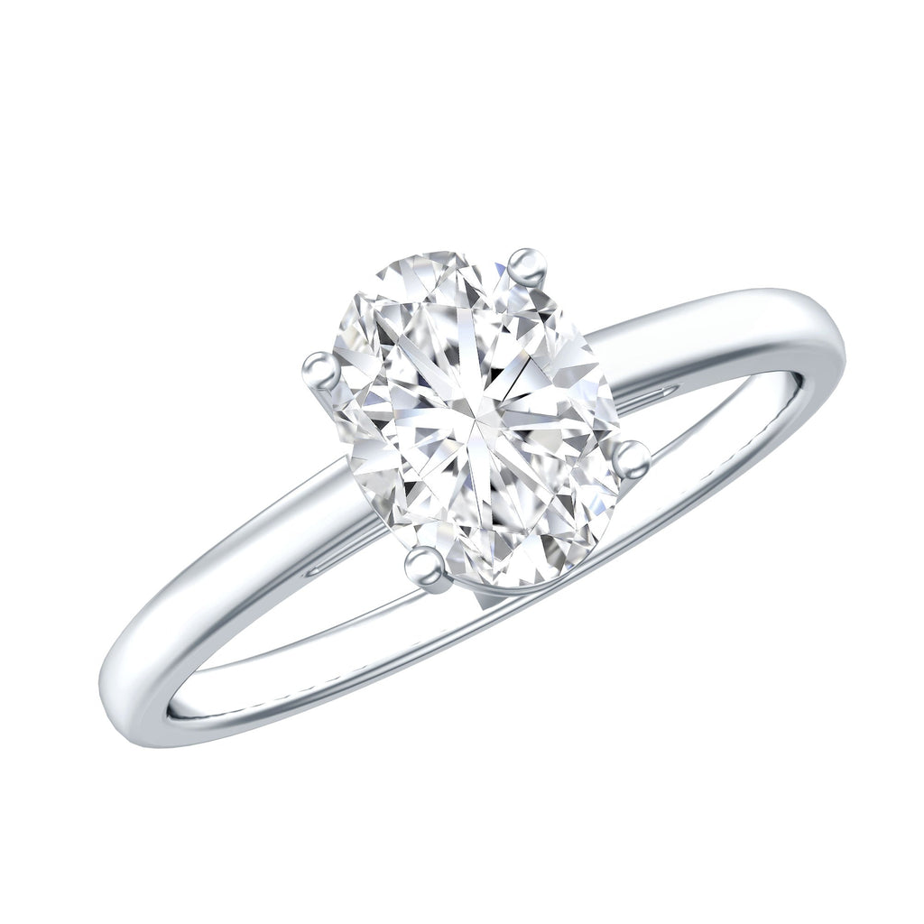 Certified 6X8mm Solitaire Moissanite Oval Engagement Ring