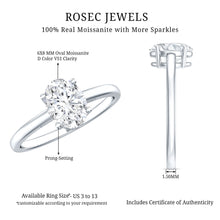 Load image into Gallery viewer, Certified 6X8mm Solitaire Moissanite Oval Engagement Ring