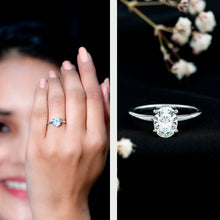 Load image into Gallery viewer, Certified 6X8mm Solitaire Moissanite Oval Engagement Ring