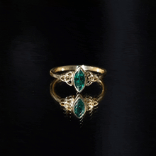 Load image into Gallery viewer, Certified Lab Created Emerald Promise Ring in Yellow Gold Plated Silver