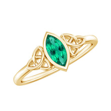 Load image into Gallery viewer, Certified Lab Created Emerald Promise Ring in Yellow Gold Plated Silver