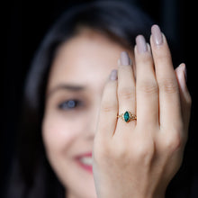 Load image into Gallery viewer, Certified Lab Created Emerald Promise Ring in Yellow Gold Plated Silver