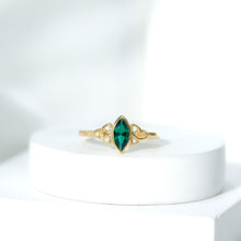 Load image into Gallery viewer, Certified Lab Created Emerald Promise Ring in Yellow Gold Plated Silver