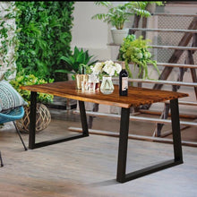 Load image into Gallery viewer, Modern Indoor Outdoor Metal Frame Wood Top Patio or Kitchen Dining Table