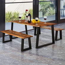 Load image into Gallery viewer, Modern Indoor Outdoor Metal Frame Wood Top Patio or Kitchen Dining Table