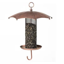Load image into Gallery viewer, Copper Umbrella Bird Feeder with Mesh Tube Revivor - 3.5 lbs. Seed Capacity