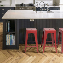 Load image into Gallery viewer, Set of 4 - 24-in. Indoor/Outdoor Backless Stacking Red Metal Barstools