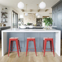 Load image into Gallery viewer, Set of 4 - 24-in. Indoor/Outdoor Backless Stacking Red Metal Barstools