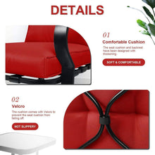 Load image into Gallery viewer, Outdoor 3-Piece Patio Furniture Rocking Chairs Table Set with Red Cushions