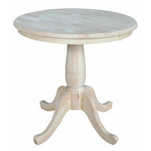 Load image into Gallery viewer, Round 30-inch Unfinished Solid Wood Dining Table with Pedestal Base