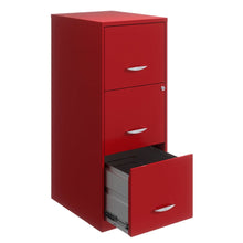 Load image into Gallery viewer, Red Metal 3-Drawer Vertical Key Locking Filing Cabinet