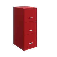 Load image into Gallery viewer, Red Metal 3-Drawer Vertical Key Locking Filing Cabinet