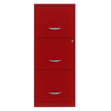 Load image into Gallery viewer, Red Metal 3-Drawer Vertical Key Locking Filing Cabinet