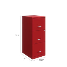 Load image into Gallery viewer, Red Metal 3-Drawer Vertical Key Locking Filing Cabinet