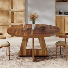 Load image into Gallery viewer, Farmhouse 47-inch Round Kitchen Dining Table in Vintage Brown Wood Finish