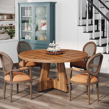 Load image into Gallery viewer, Farmhouse 47-inch Round Kitchen Dining Table in Vintage Brown Wood Finish