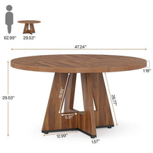 Load image into Gallery viewer, Farmhouse 47-inch Round Kitchen Dining Table in Vintage Brown Wood Finish