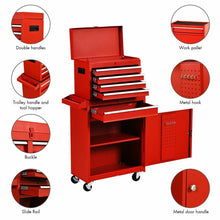 Load image into Gallery viewer, Red Heavy Duty Steel Lockable Rolling Tool Chest Mobile Garage Storage Cart