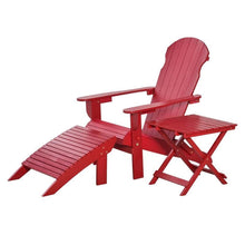 Load image into Gallery viewer, 3-Piece Red Folding High-back Adirondack Chair Ottoman and Side Table