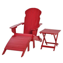 Load image into Gallery viewer, 3-Piece Red Folding High-back Adirondack Chair Ottoman and Side Table
