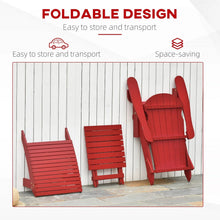 Load image into Gallery viewer, 3-Piece Red Folding High-back Adirondack Chair Ottoman and Side Table