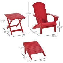 Load image into Gallery viewer, 3-Piece Red Folding High-back Adirondack Chair Ottoman and Side Table