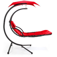 Load image into Gallery viewer, Red Single Person Sturdy Modern Chaise Lounger Hammock Chair Porch Swing