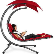 Load image into Gallery viewer, Red Single Person Sturdy Modern Chaise Lounger Hammock Chair Porch Swing