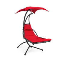 Load image into Gallery viewer, Red Single Person Sturdy Modern Chaise Lounger Hammock Chair Porch Swing
