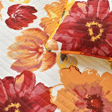 Load image into Gallery viewer, King size Orange Red Flowers Lightweight Polyester Microfiber Quilt Set