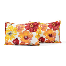 Load image into Gallery viewer, King size Orange Red Flowers Lightweight Polyester Microfiber Quilt Set