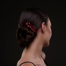 Load image into Gallery viewer, Elegant Red Crystal 2-Piece Hair Comb Set