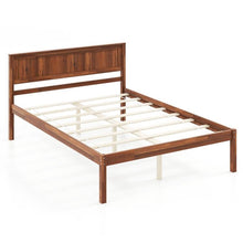 Load image into Gallery viewer, Full Size Retro Wood Platform Bed Frame with Headboard in Walnut