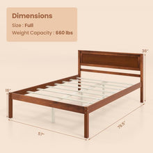 Load image into Gallery viewer, Full Size Retro Wood Platform Bed Frame with Headboard in Walnut