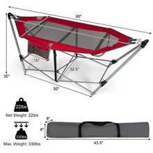 Load image into Gallery viewer, Red Portable Camping Foldable Hammock with Stand and Carry Case