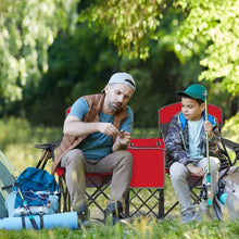 Load image into Gallery viewer, Red 2-Piece Folding Camping Canopy Chairs Set with Cup Holder and Storage Pocket