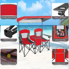 Load image into Gallery viewer, Red 2-Piece Folding Camping Canopy Chairs Set with Cup Holder and Storage Pocket