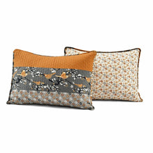 Load image into Gallery viewer, King Size Orange Grey Floral Birds Reversible 3 Piece Quilt Set