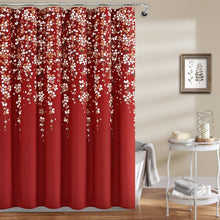 Load image into Gallery viewer, 72-inch Red White and Flowers Vines Floral Shower Curtain