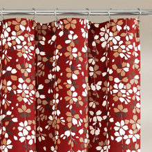 Load image into Gallery viewer, 72-inch Red White and Flowers Vines Floral Shower Curtain