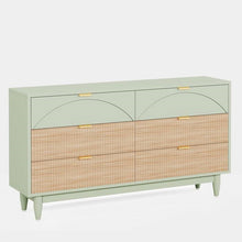 Load image into Gallery viewer, Retro Mid-Century Modern 6 Drawer Dresser Chest of Drawers in Mint Green