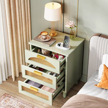 Load image into Gallery viewer, Retro Mid-Century Modern 3 Drawer Bedside Table Nightstand in Mint Green
