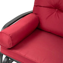 Load image into Gallery viewer, Steel Outdoor Garden Patio Rocking Glider Chair Loveseat with Red Cushions
