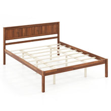 Load image into Gallery viewer, Queen Size Retro Wood Platform Bed Frame with Headboard in Walnut