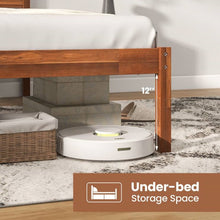 Load image into Gallery viewer, Queen Size Retro Wood Platform Bed Frame with Headboard in Walnut