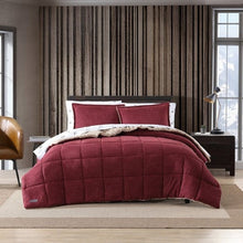 Load image into Gallery viewer, Twin Plush Sherpa Reversible Micro Suede Comforter Set in Marron